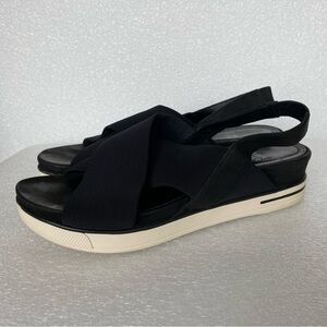 Eileen Fisher Spa Sneaker Platform Sandals Black & White Leather Criss Cross 9.5